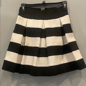Black and White Striped pleated Women's Skirt